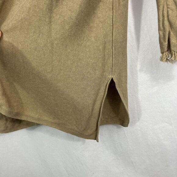 J. Jill Linen Blend Fringe Tan Open Front Cardigan Sweater Womens Size XS Beach - Picture 6 of 8